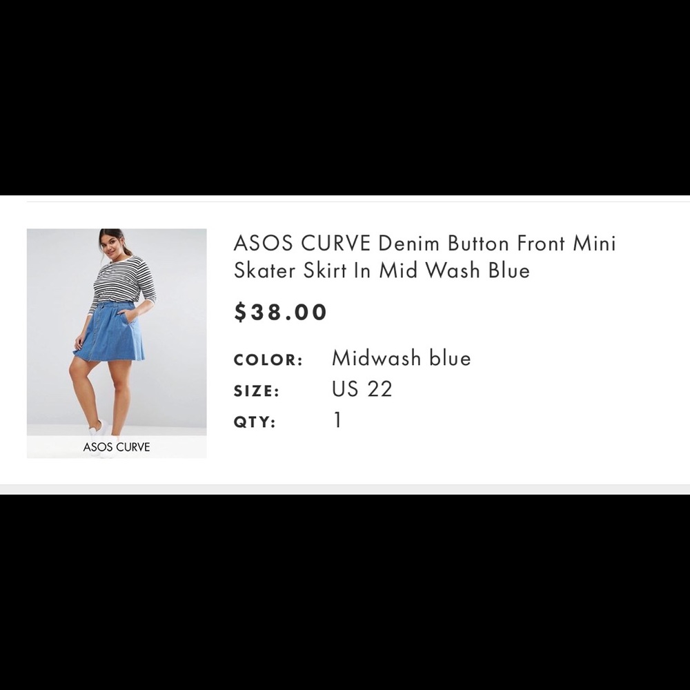 ASOS Curve denim button down skirt
